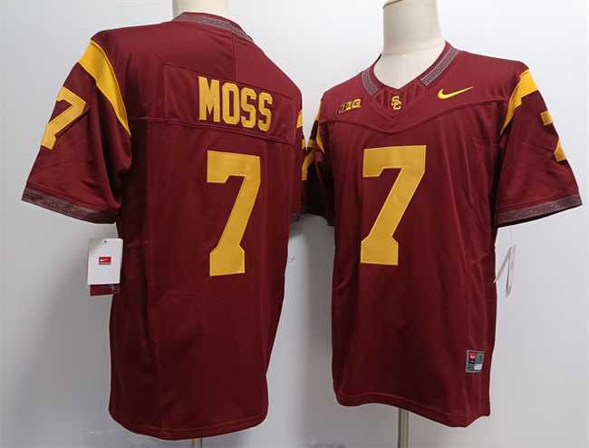 Men%27s USC Trojans #7 Miller Moss 2023 F.U.S.E. Red Stitched Jersey